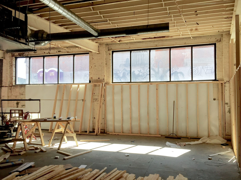 Framing going up in the lab space