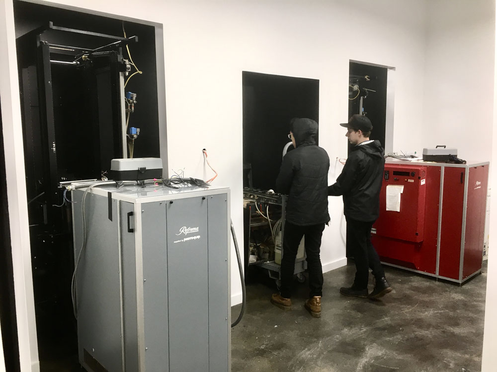 Setting up equipment in the new space
